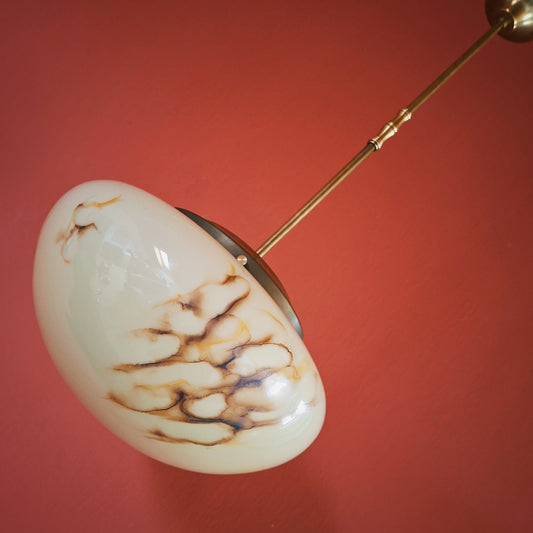 Midcentury 1950s Opaline Marbled Glass Pendant Light