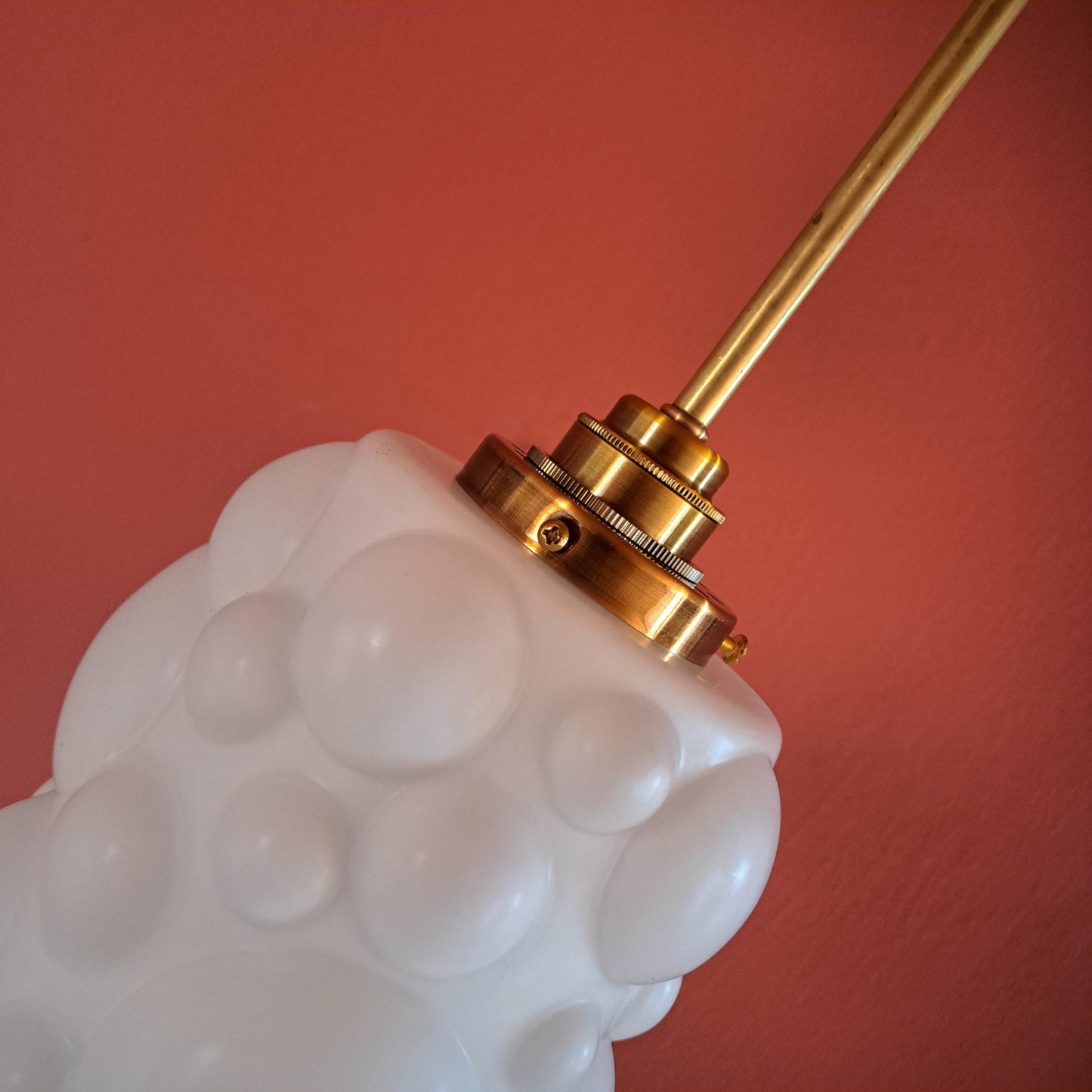 Vintage 1960's white opaline milk glass bubble pendant light
