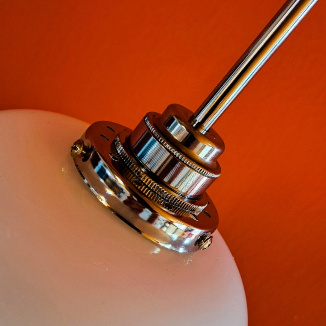 Vintage Opaline Glass Pendant Light 1960s Retro Space Age Light