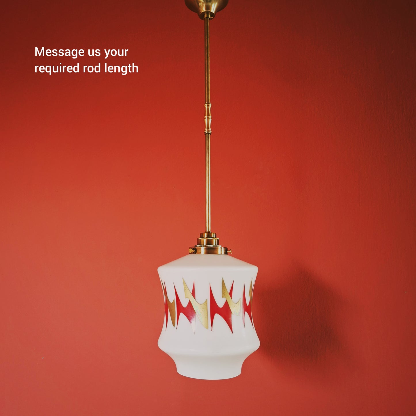 Small Red Glass Pendant Ceiling Light Mid Century Retro Lighting