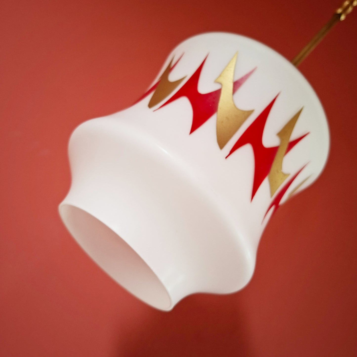 Small Red Glass Pendant Ceiling Light Mid Century Retro Lighting