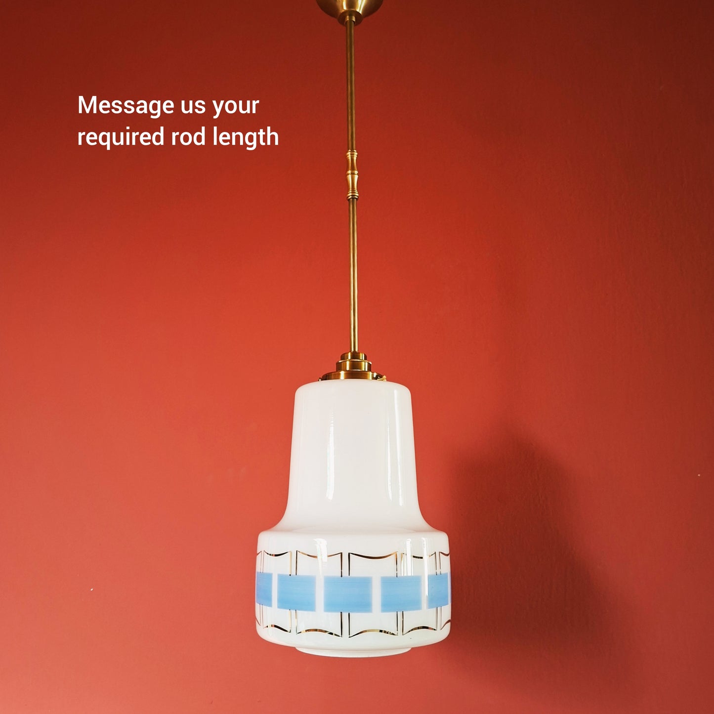 Blue Glass Pendant Ceiling Light Mid Century Retro Lighting