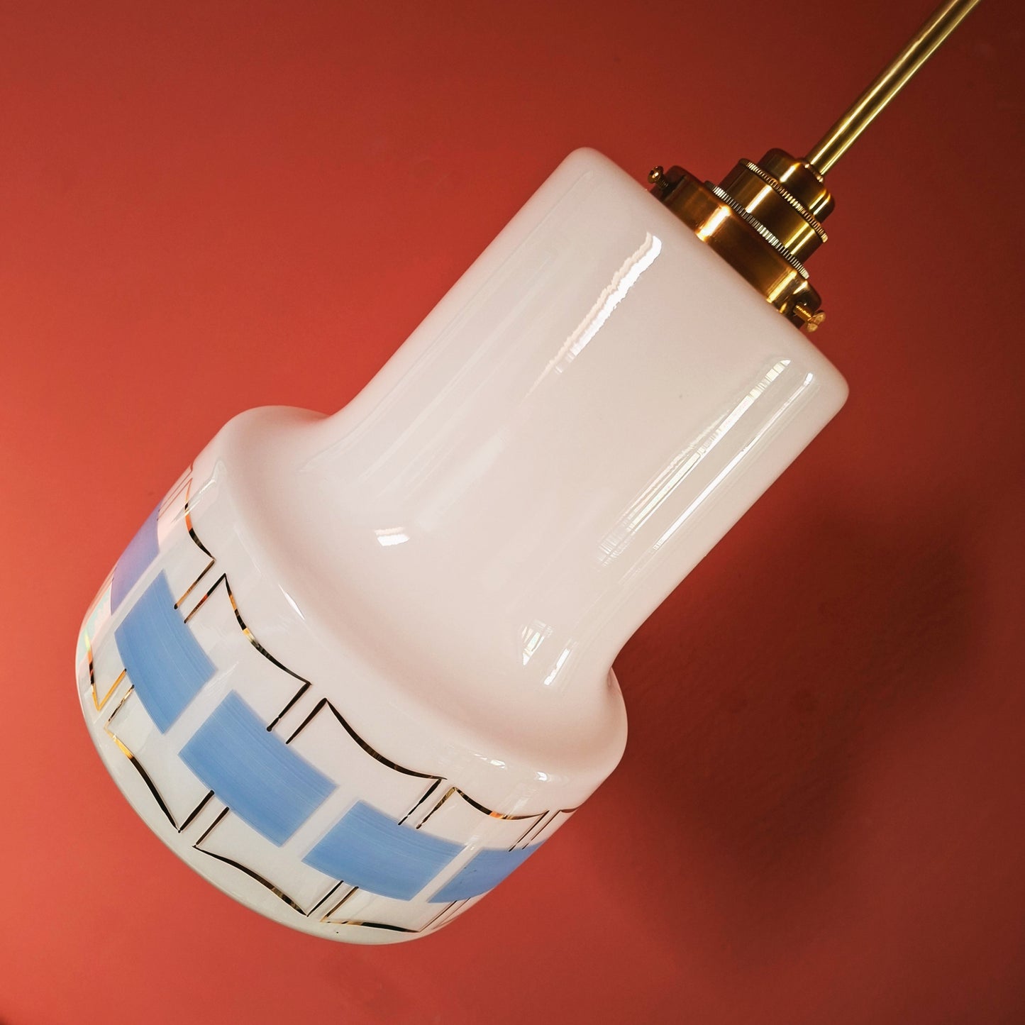 Blue Glass Pendant Ceiling Light Mid Century Retro Lighting