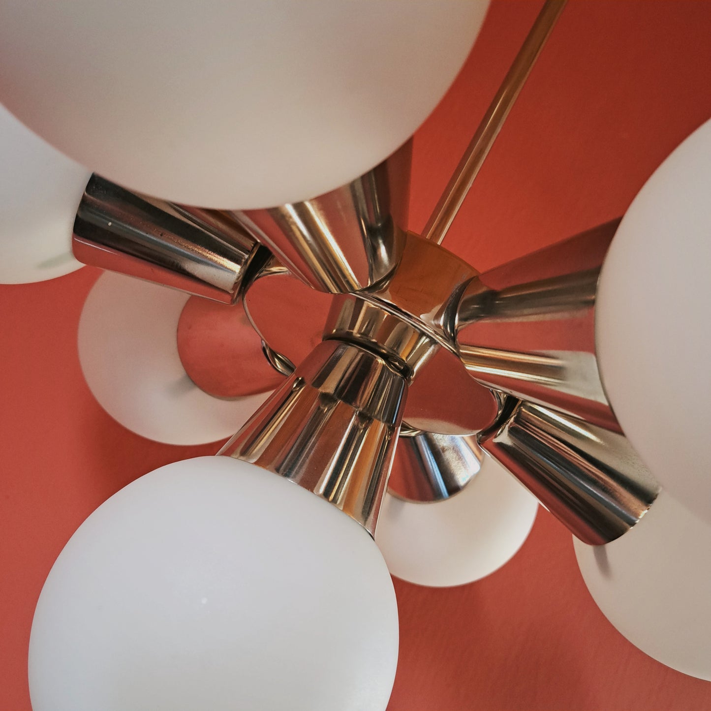 Mid Century Glass Chrome Sputnik Chandelier Pendant Light