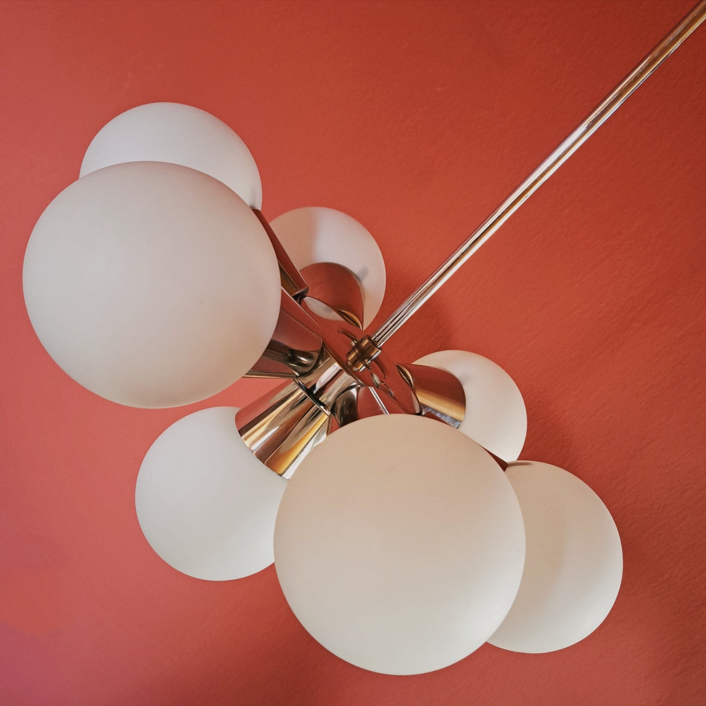 Mid Century Glass Chrome Sputnik Chandelier Pendant Light