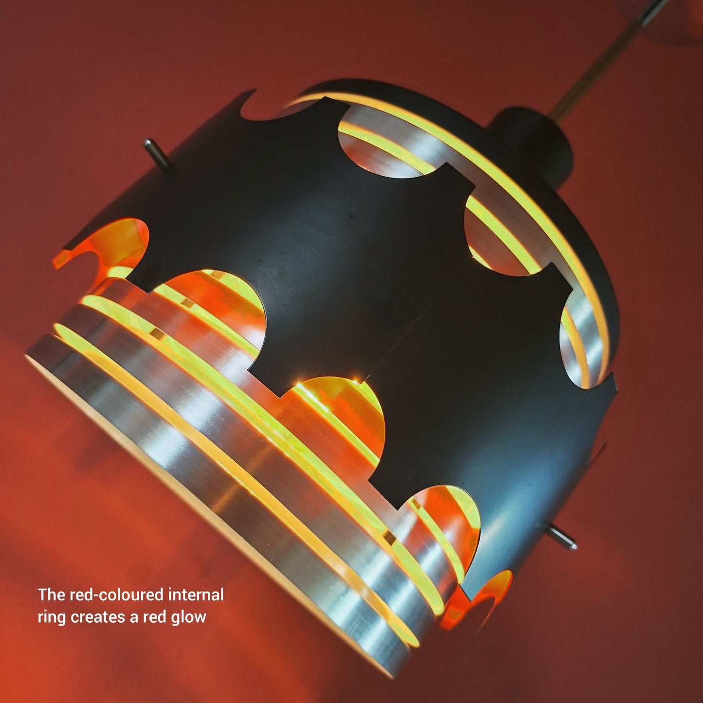 Retro Space Age Metal Pendant Light UFO Silver Black Metal