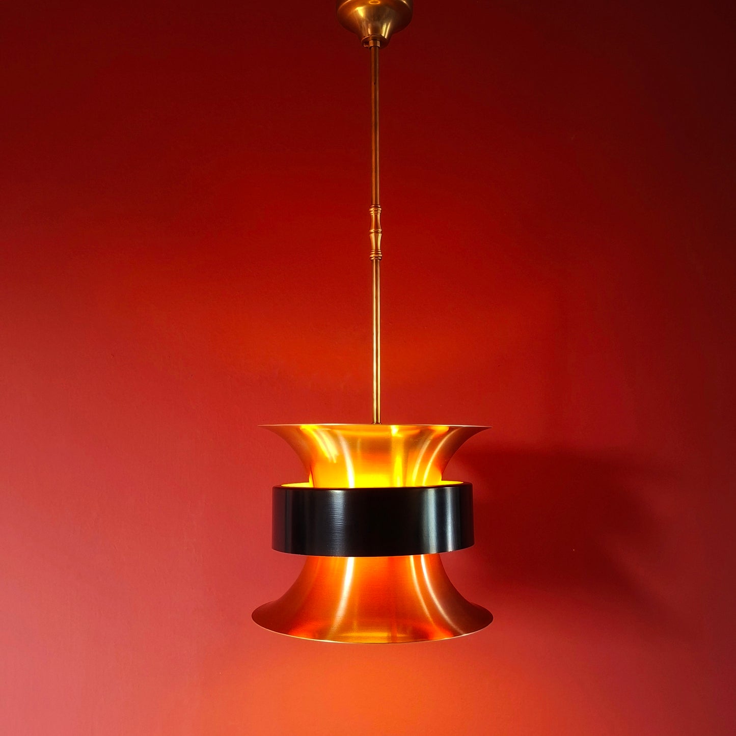 Space Age Pendant Light Brass UFO Mid Century Lighting