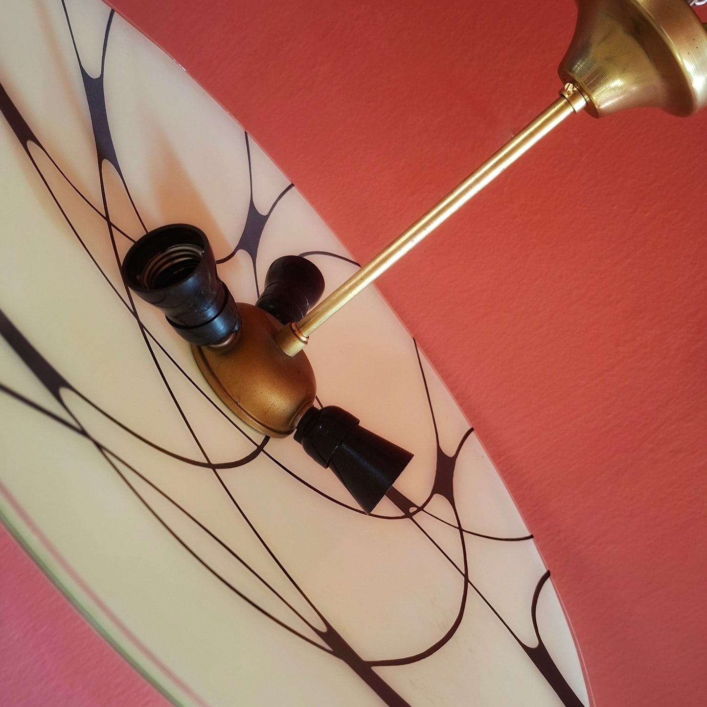 Cream Opaline Glass Pendant Ceiling Light Brass Fittings