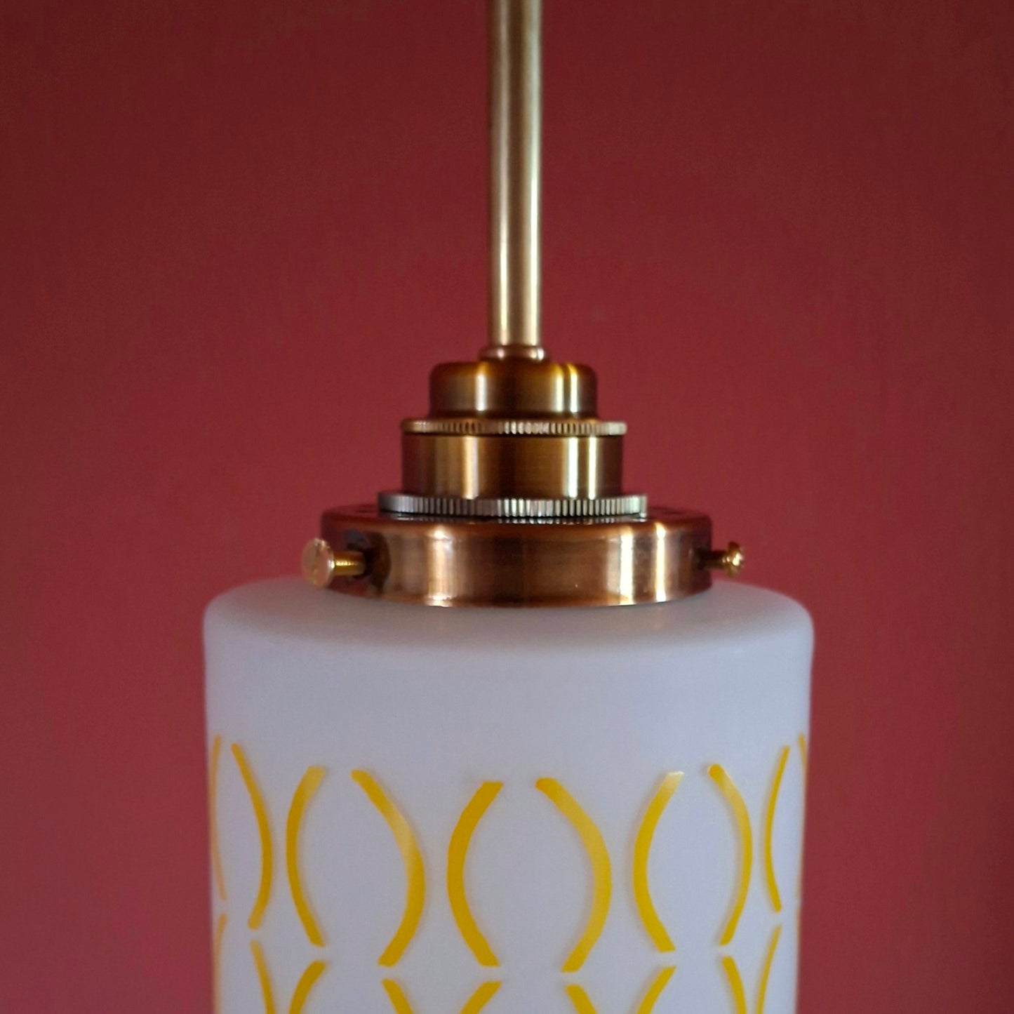 Yellow Glass Tube Pendant Ceiling Light Mid Century Retro Lighting
