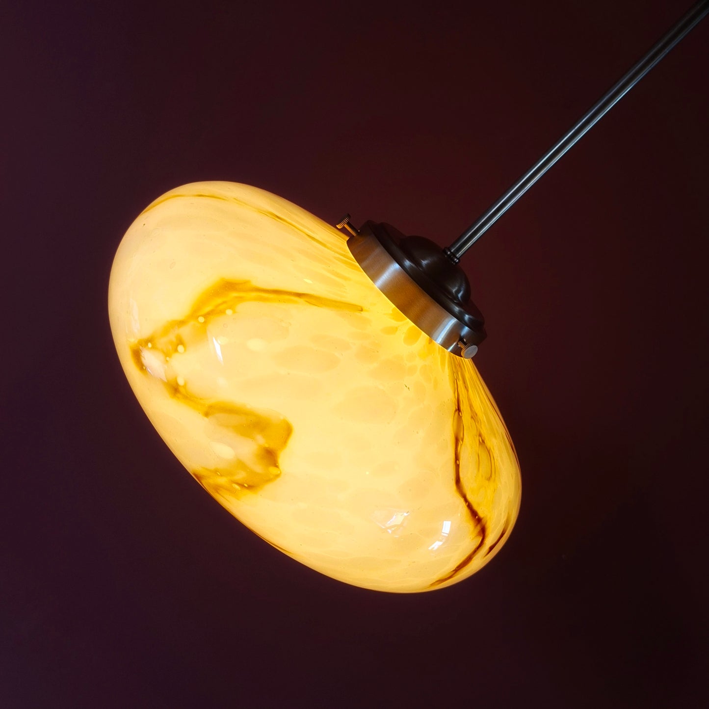 Marble Glass Pendant Light Mid-Century Modern Brass Chandelier