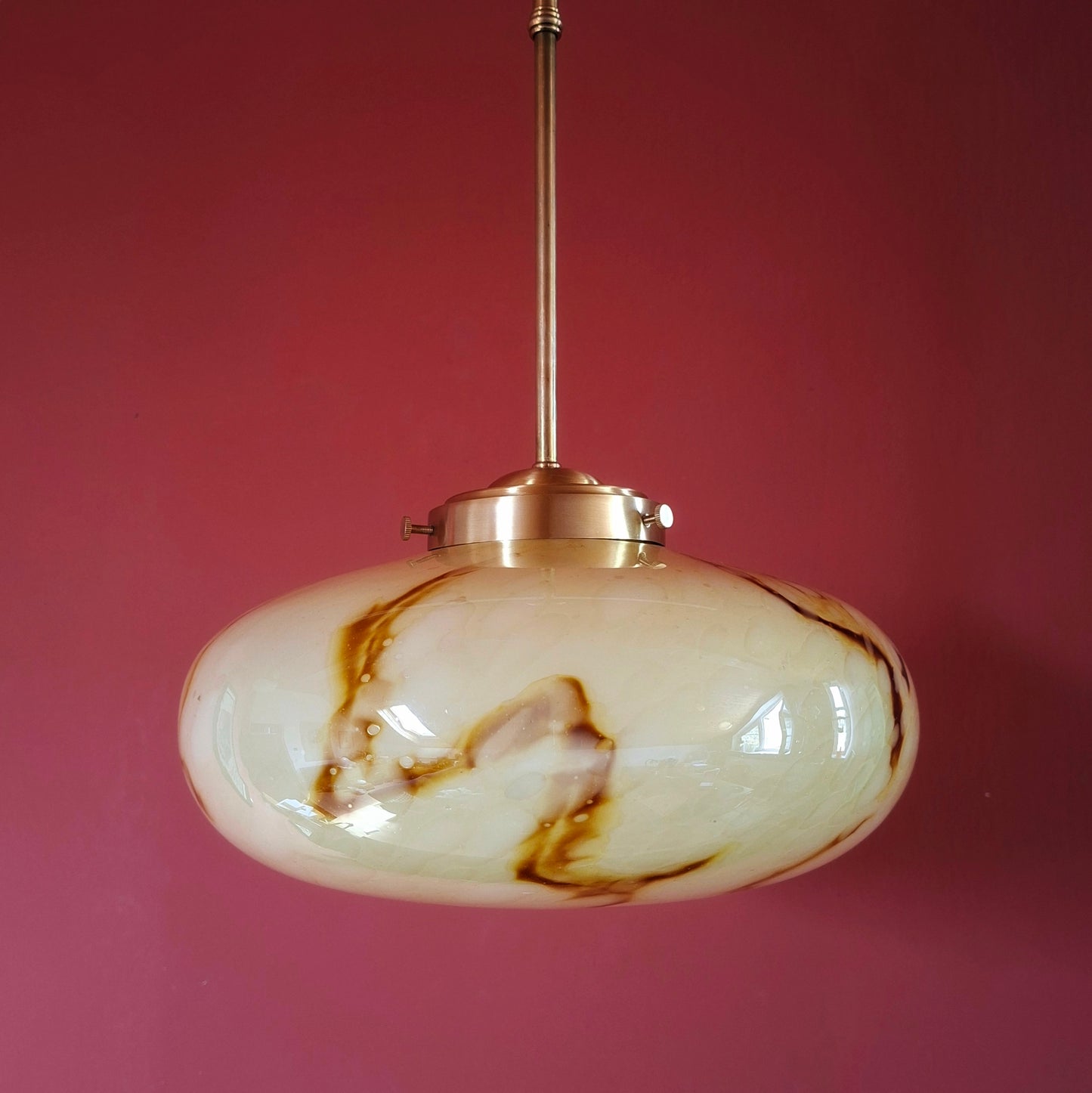 Marble Glass Pendant Light Mid-Century Modern Brass Chandelier