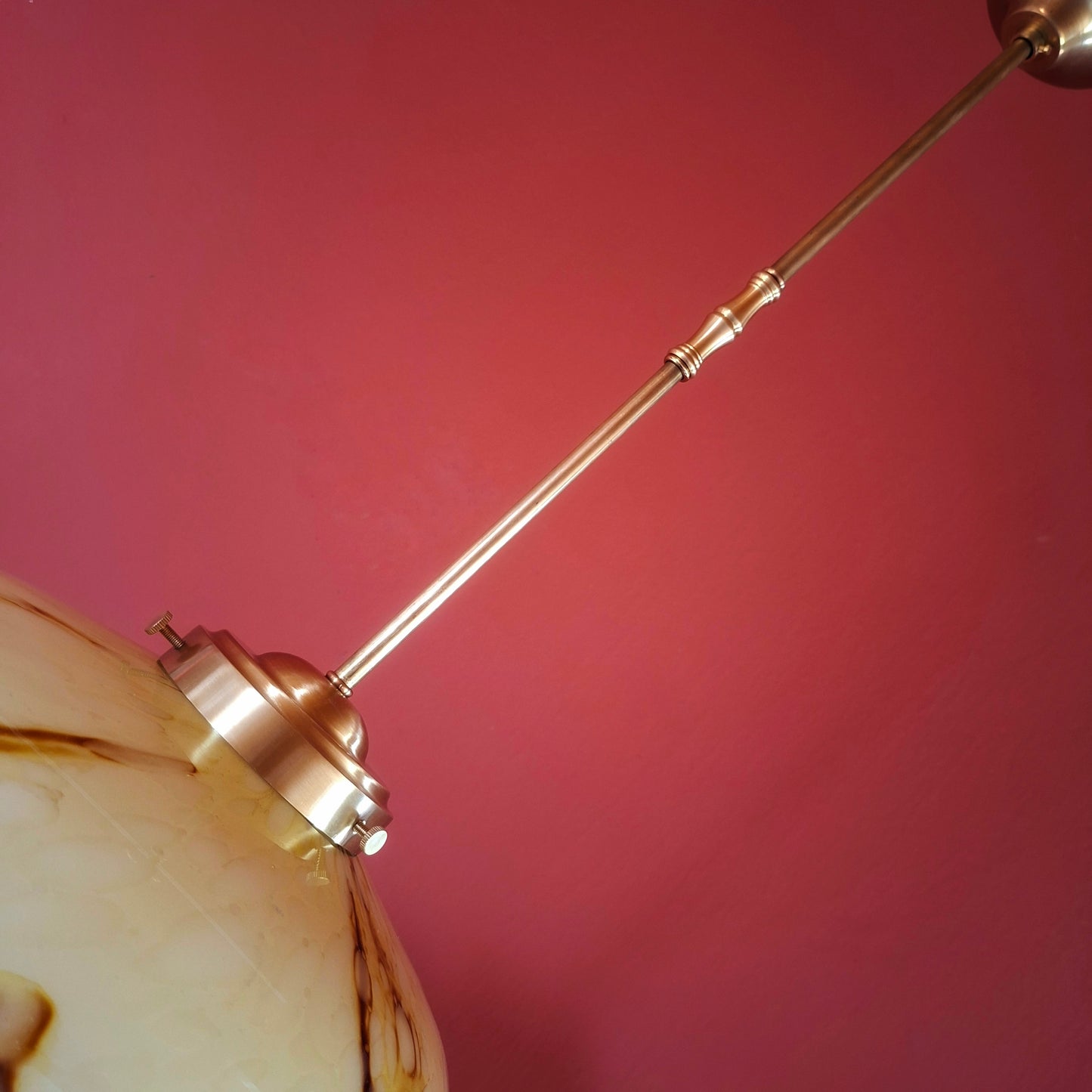 Marble Glass Pendant Light Mid-Century Modern Brass Chandelier