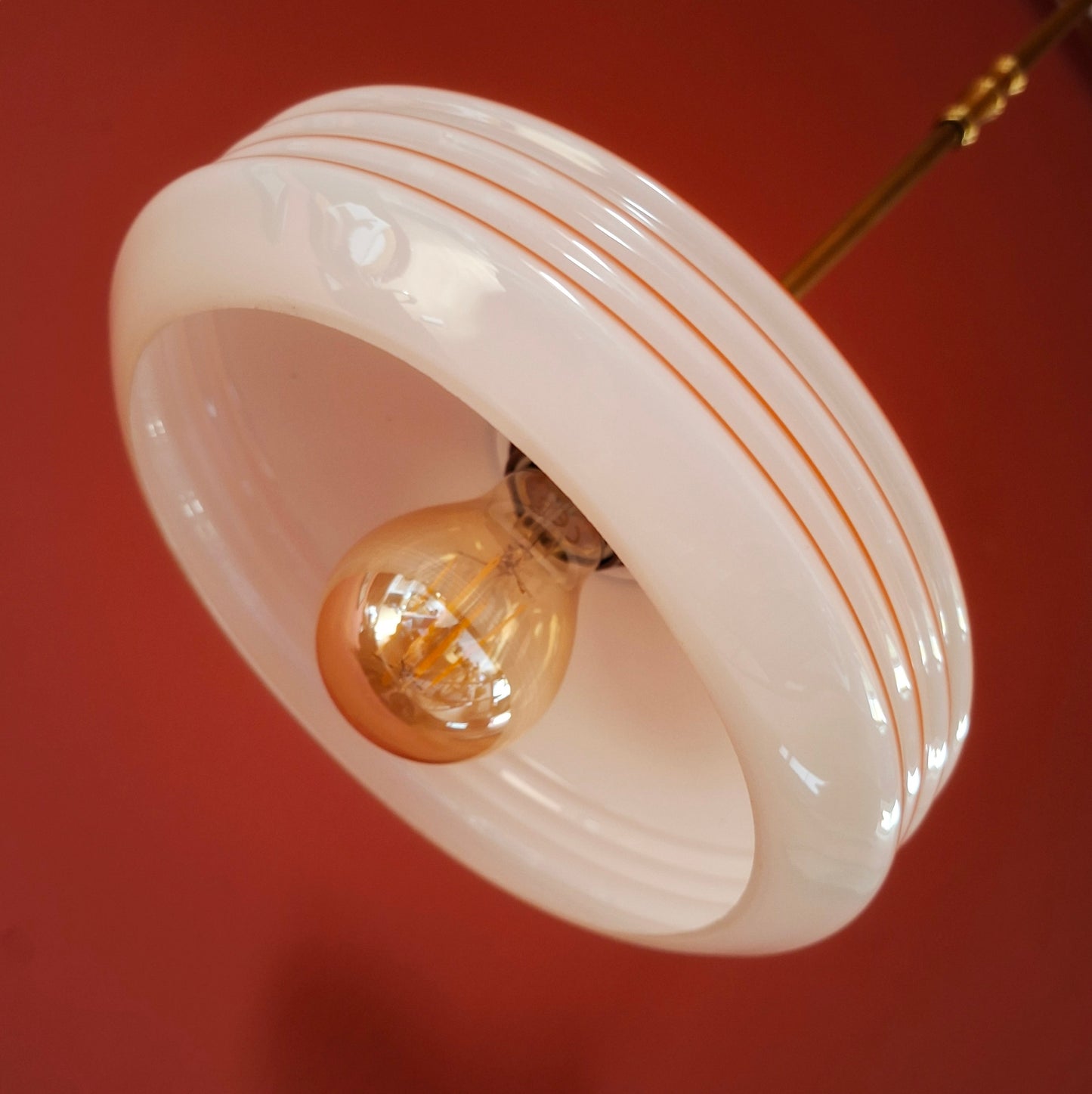 Striped Pink Glass Pendant Light Mid-Century Modern Lighting