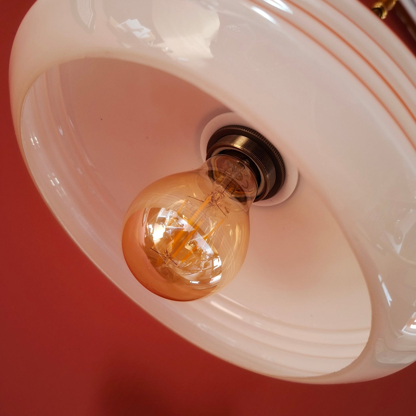 Striped Pink Glass Pendant Light Mid-Century Modern Lighting
