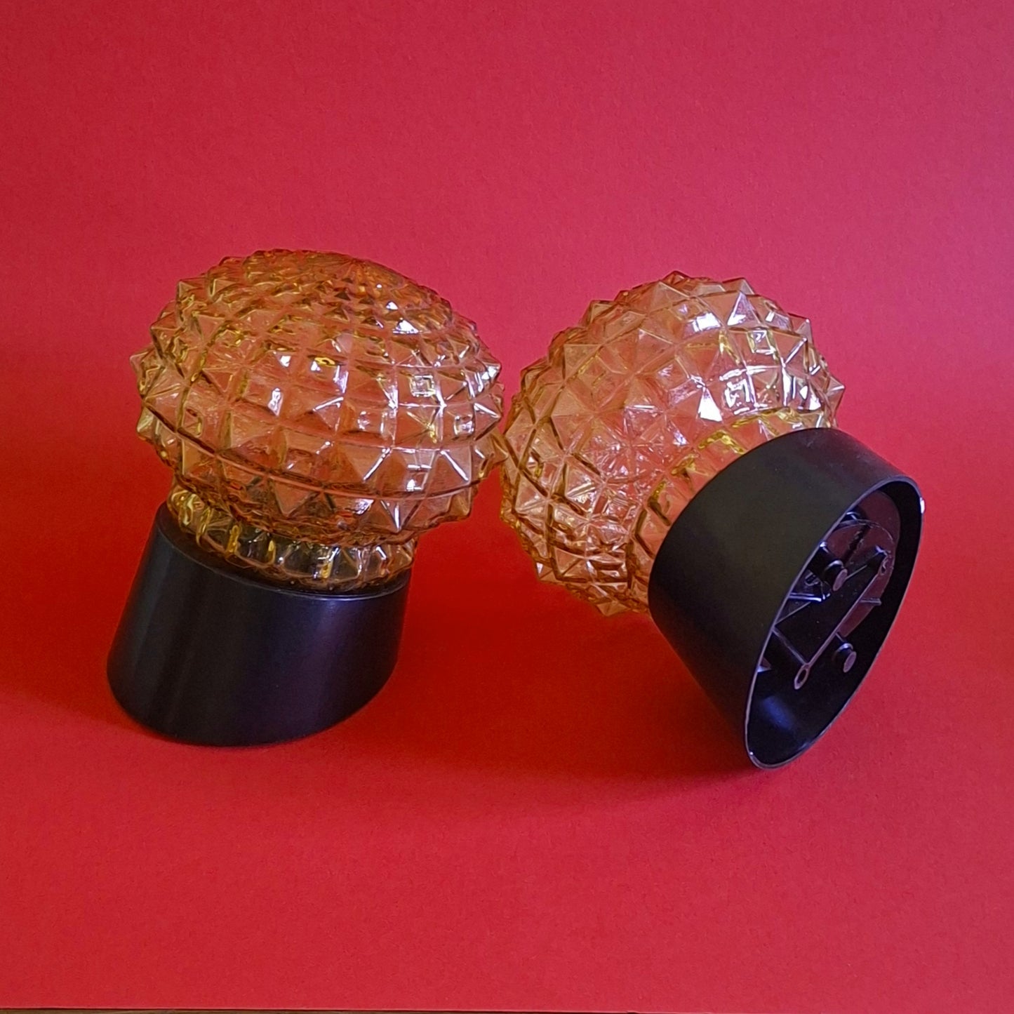 Mid Century Amber Glass Globe Bakelite Wall Sconces MULTIPLES AVAILABLE
