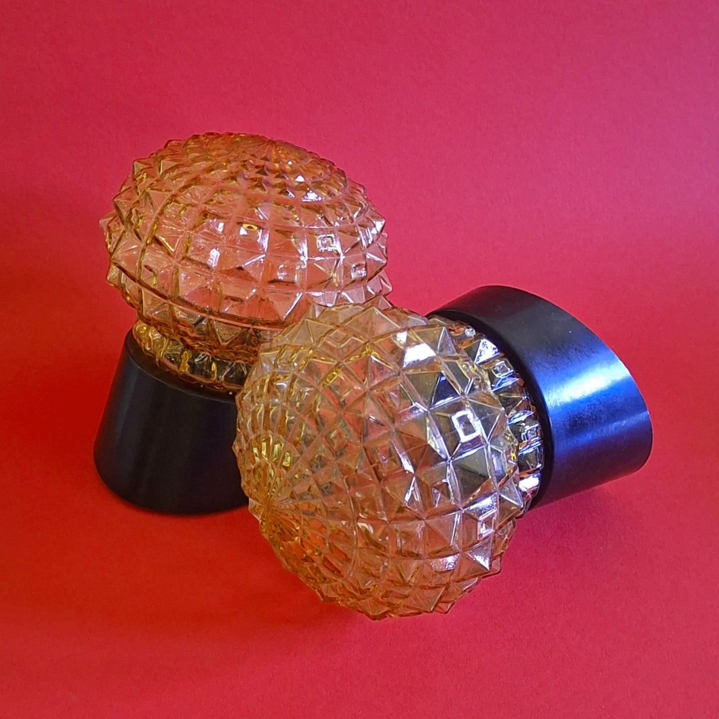 Mid Century Amber Glass Globe Bakelite Wall Sconces MULTIPLES AVAILABLE