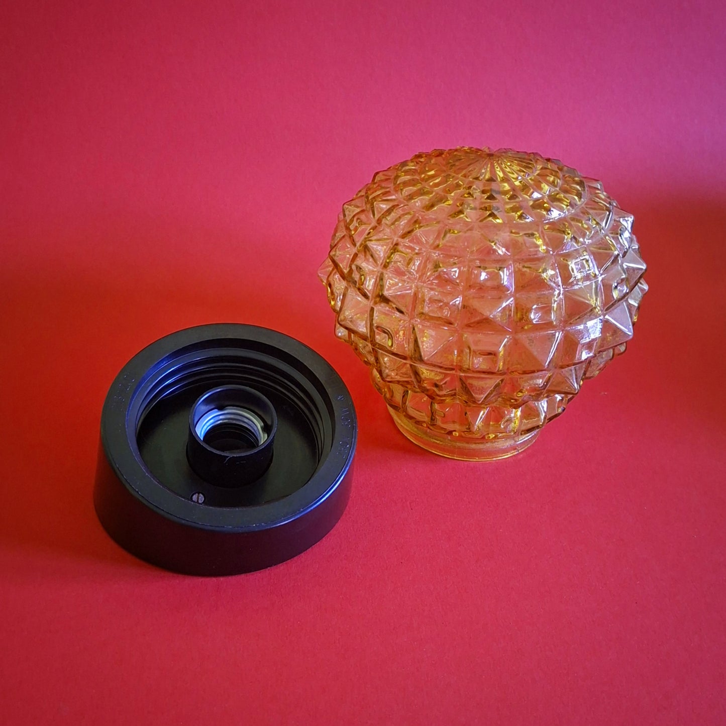 Mid Century Amber Glass Globe Bakelite Wall Sconces MULTIPLES AVAILABLE