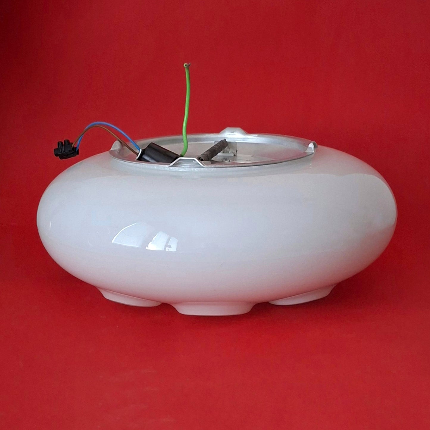 Mid Century Space Age Opaline Glass Wall Ceiling Sconce Light