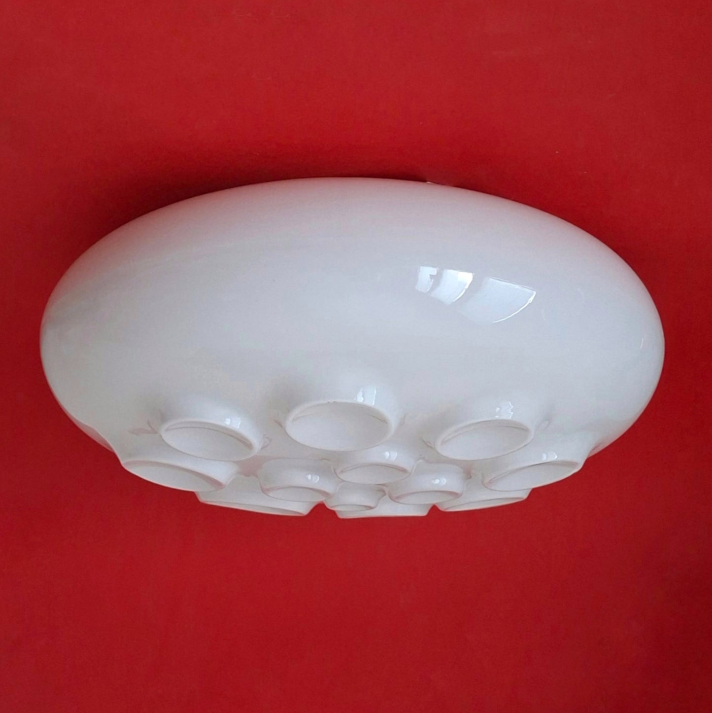 Mid Century Space Age Opaline Glass Wall Ceiling Sconce Light