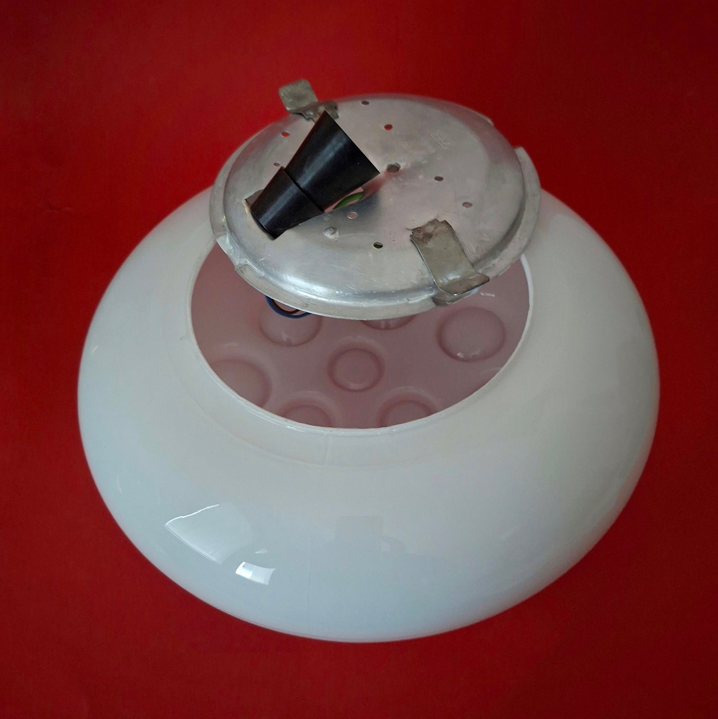 Mid Century Space Age Opaline Glass Wall Ceiling Sconce Light