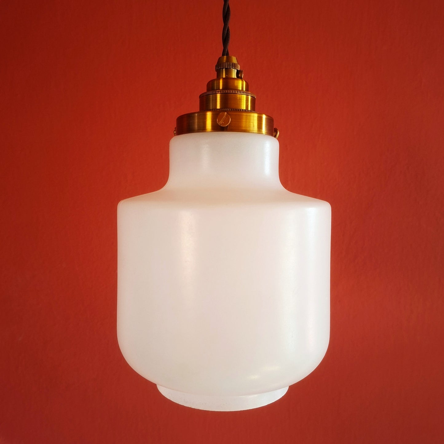 3 Vintage Milk Churn Lantern Opaline Glass Pendant Lights