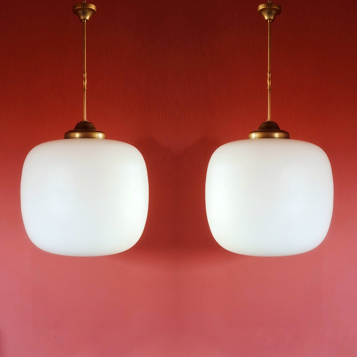 Huge Impressive Glass Pendant Lights with Brass Fittings 2 Available