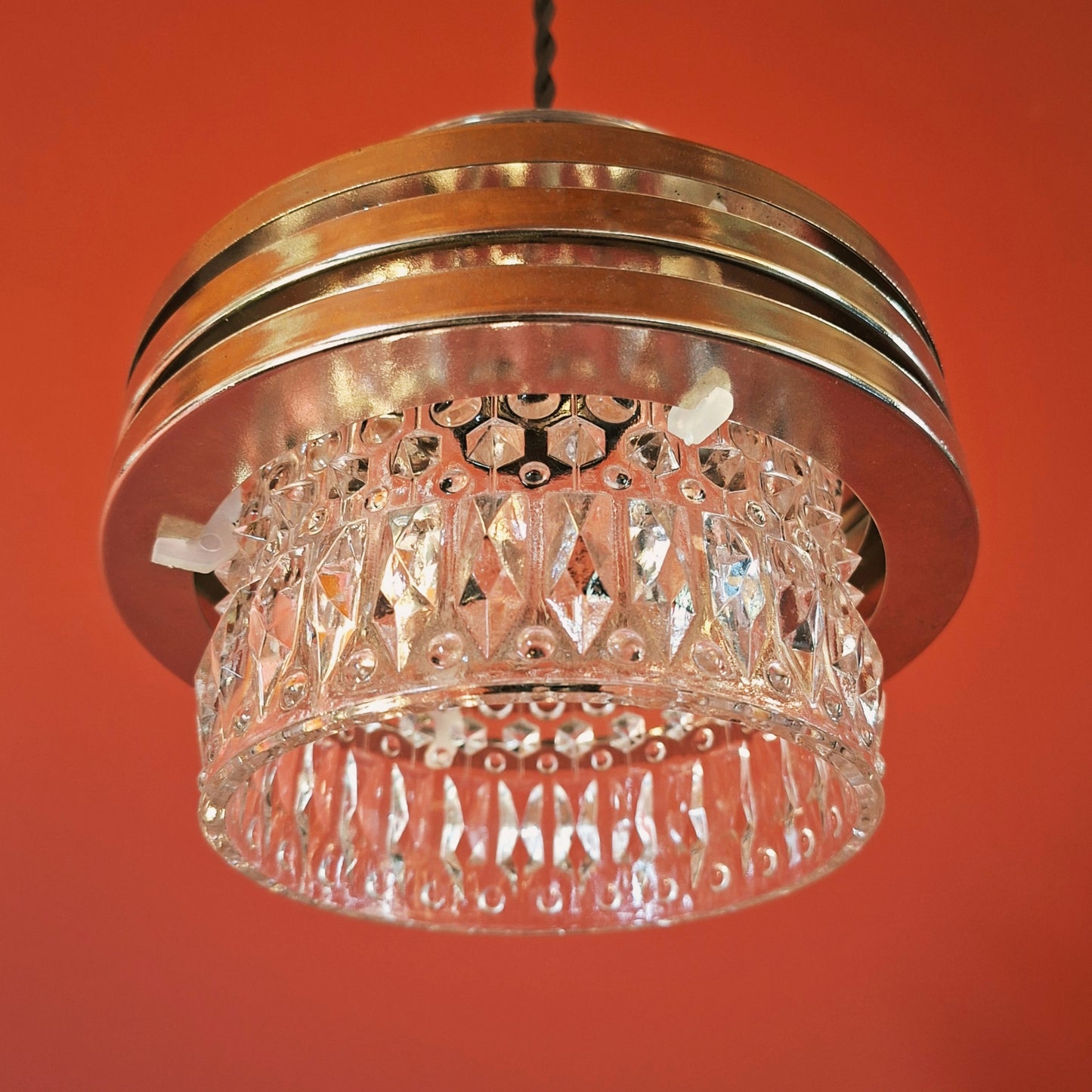 Mid Century Glass Chrome Space Age Pendant Lights MULTIPLES AVAILABLE