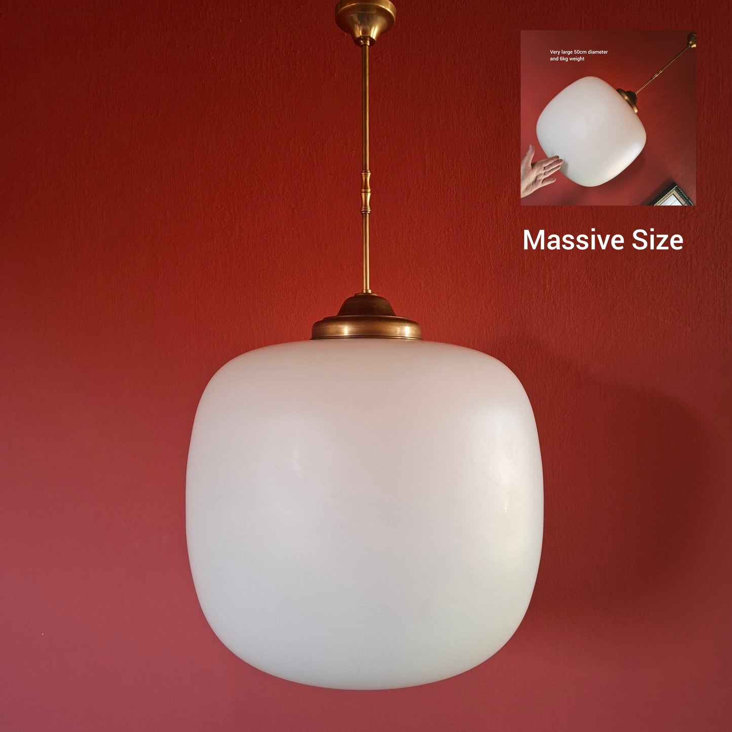 Huge Impressive Glass Pendant Lights with Brass Fittings 2 Available