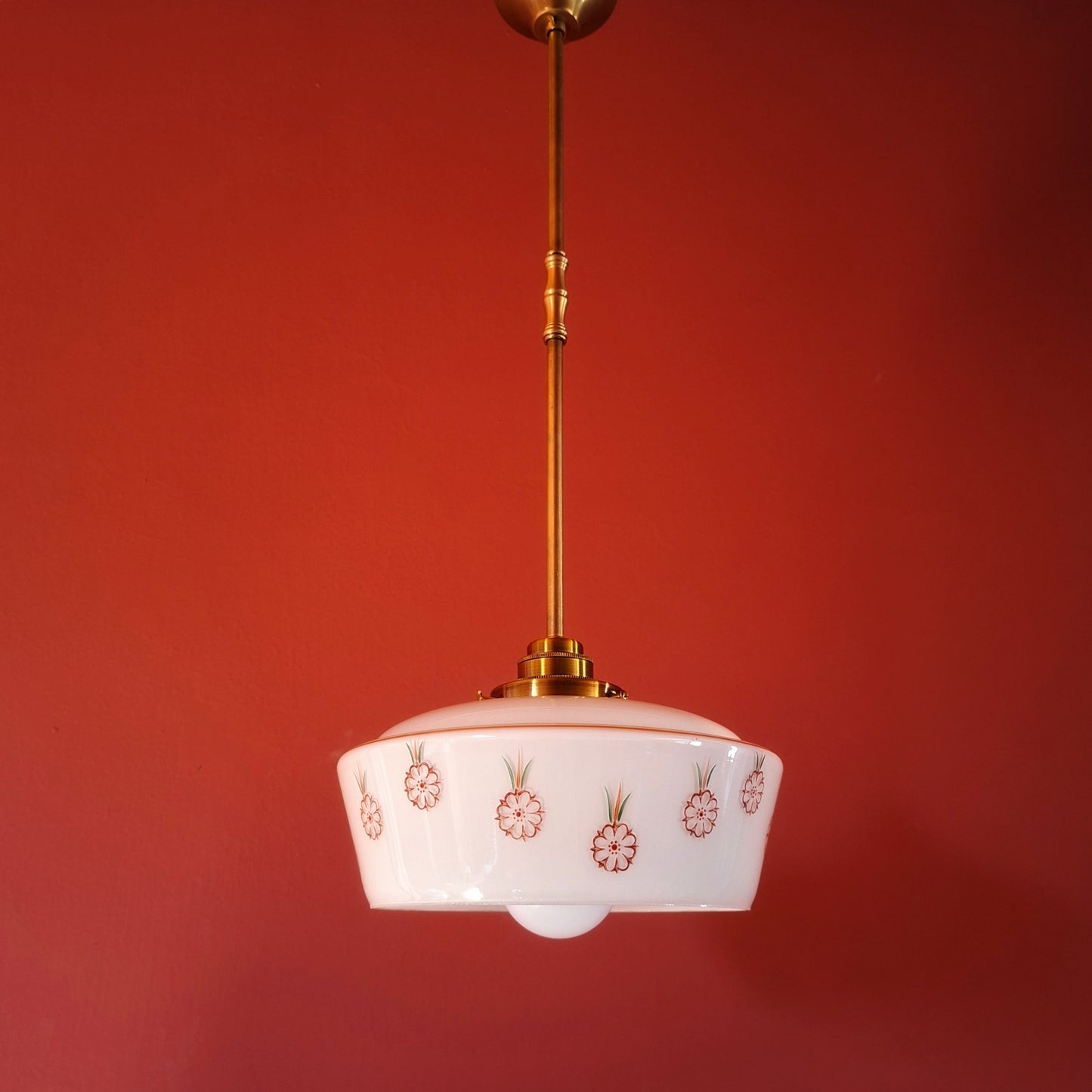 3 Vintage Pink Opaline Glass Pendant Lights Mid Century Kitchen Dining Lighting