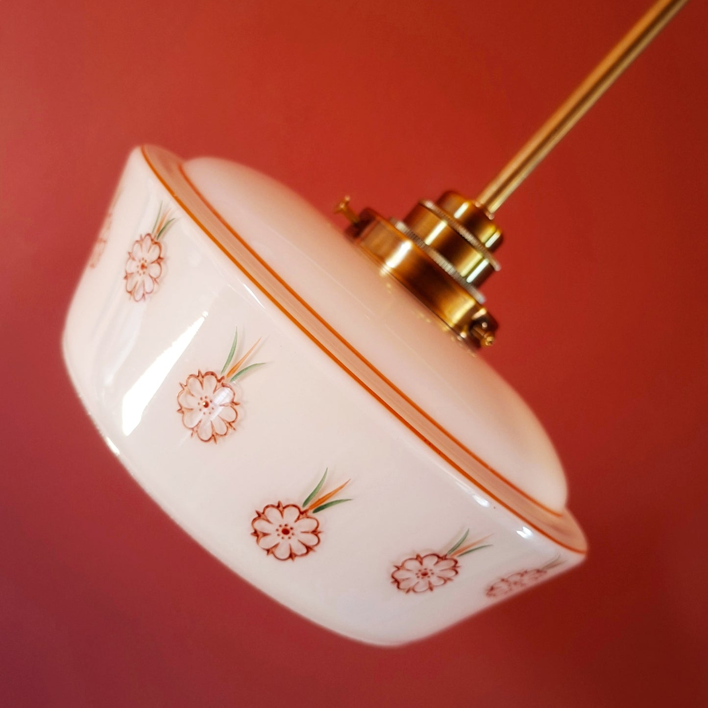 3 Vintage Pink Opaline Glass Pendant Lights Mid Century Kitchen Dining Lighting