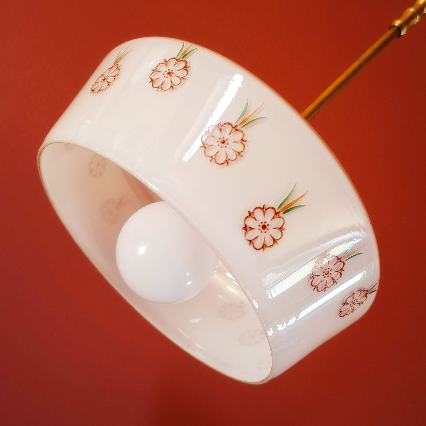 3 Vintage Pink Opaline Glass Pendant Lights Mid Century Kitchen Dining Lighting