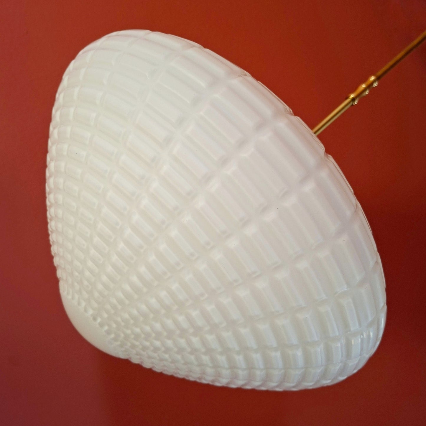 Large Vintage Brass Opaline Milk Glass Pendant Light Brass