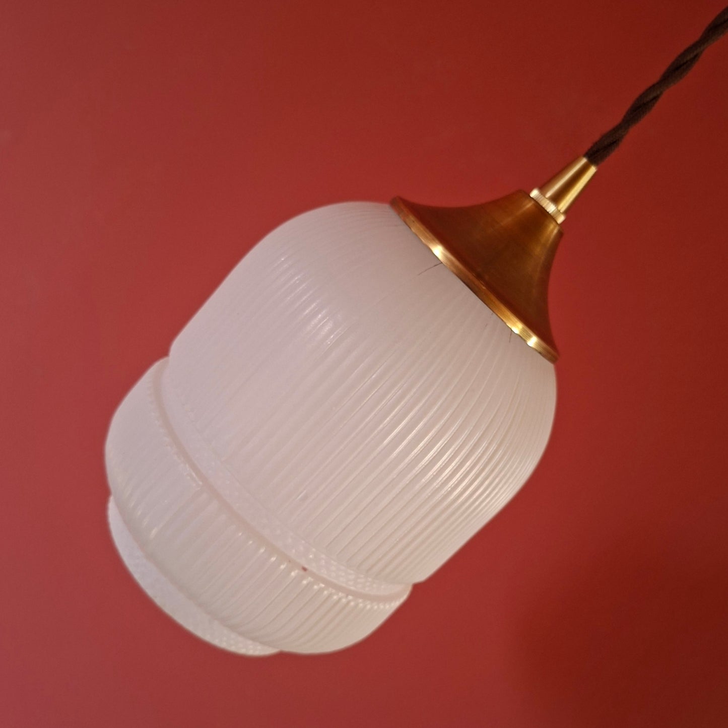 3 Small Mid Century Glass Pendant Lights