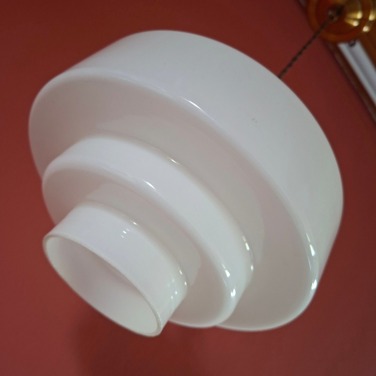 Mid Century Brass Opaline Glass Pendant Light