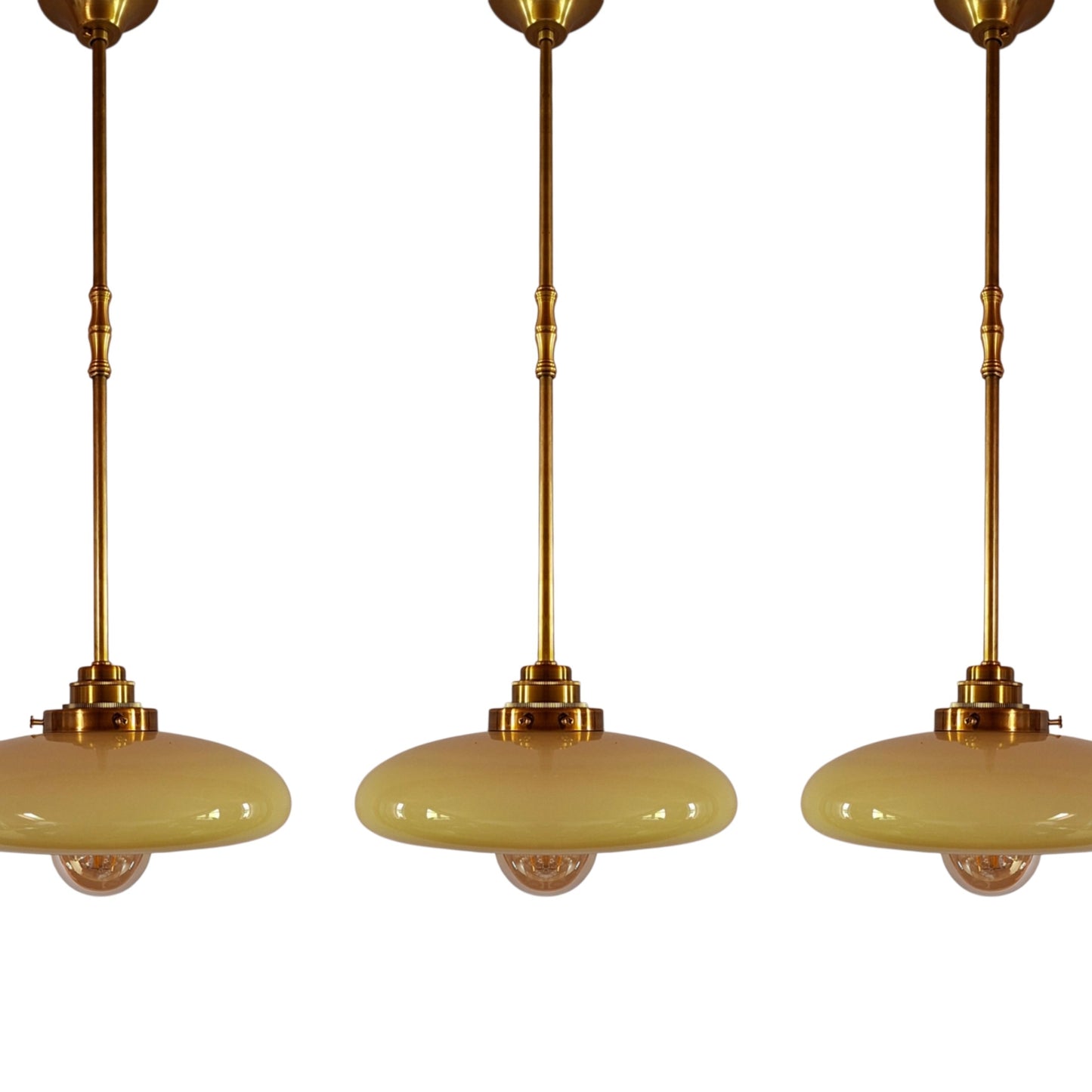 3 Small Cream Opaline Glass Pendant Lights