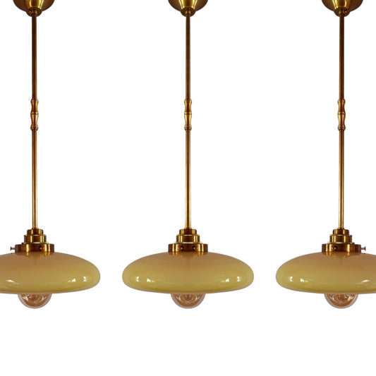 3 Small Cream Opaline Glass Pendant Lights