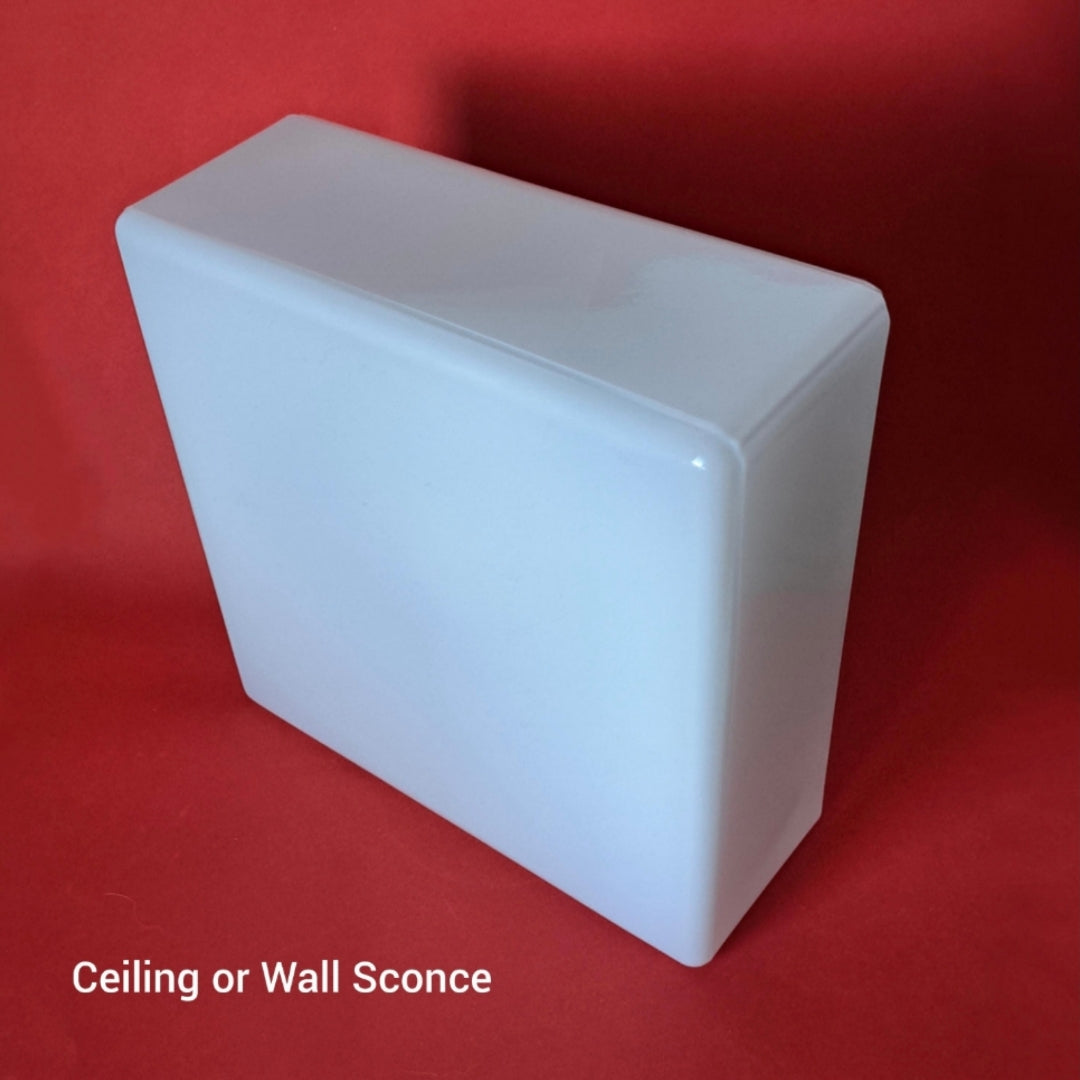 Square Mid Century Opaline Glass Wall Sconce MULTIPLES AVAILABLE