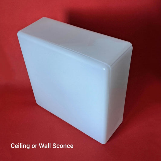 Square Mid Century Opaline Glass Wall Sconce MULTIPLES AVAILABLE