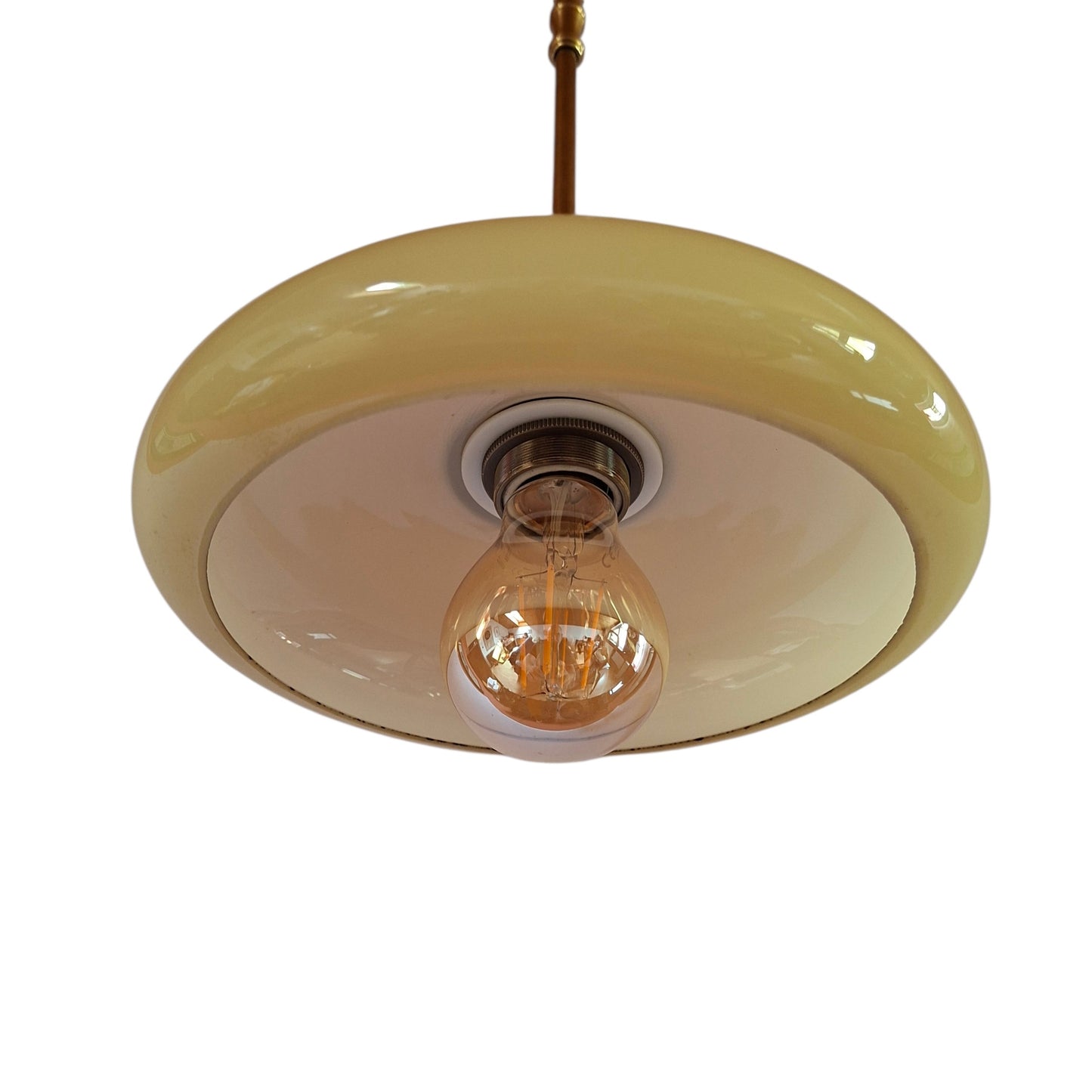 3 Small Cream Opaline Glass Pendant Lights