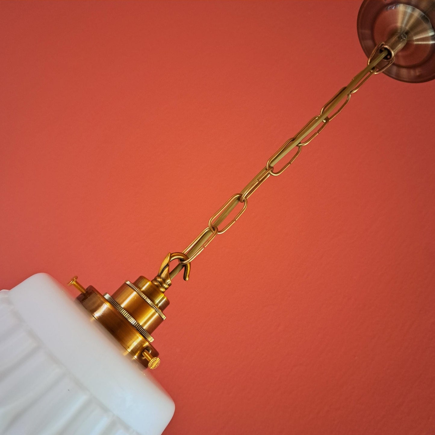 3 x Vintage Opaline Glass Pendant Lights