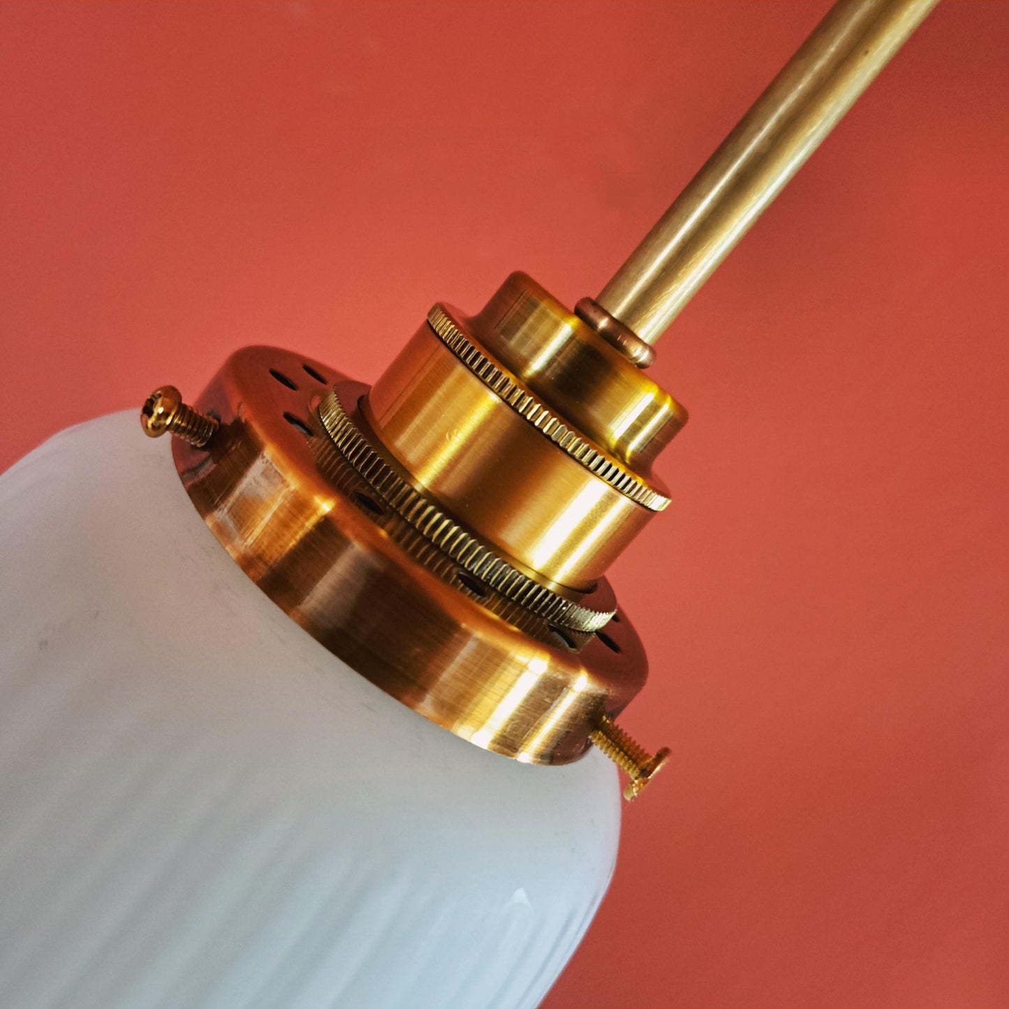 Vintage Ribbed Opaline Glass Pendant Lights MULTIPLES AVAILABLE