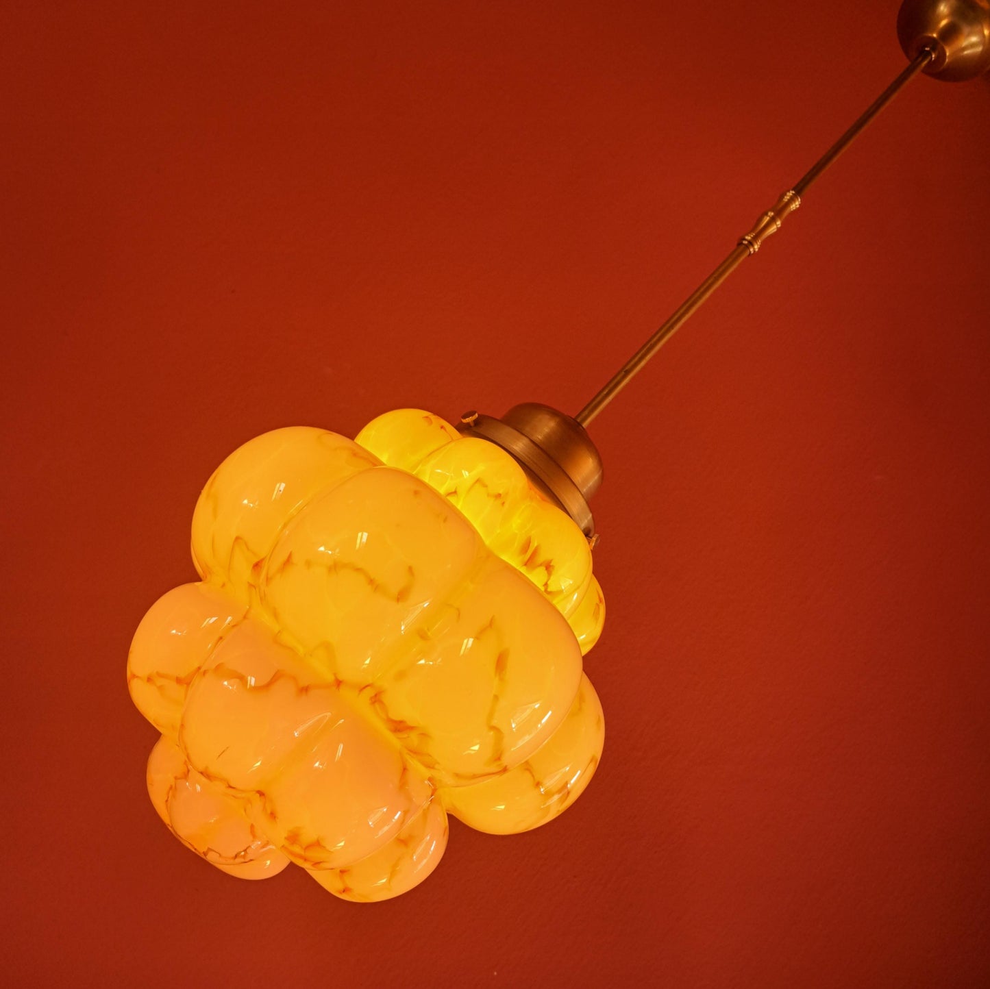Art Deco Pink Marbled Murano Glass Pendant Light