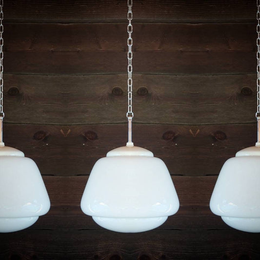 Vintage Schoolhouse Milk Glass Pendant Lights MULTIPLES AVAILABLE