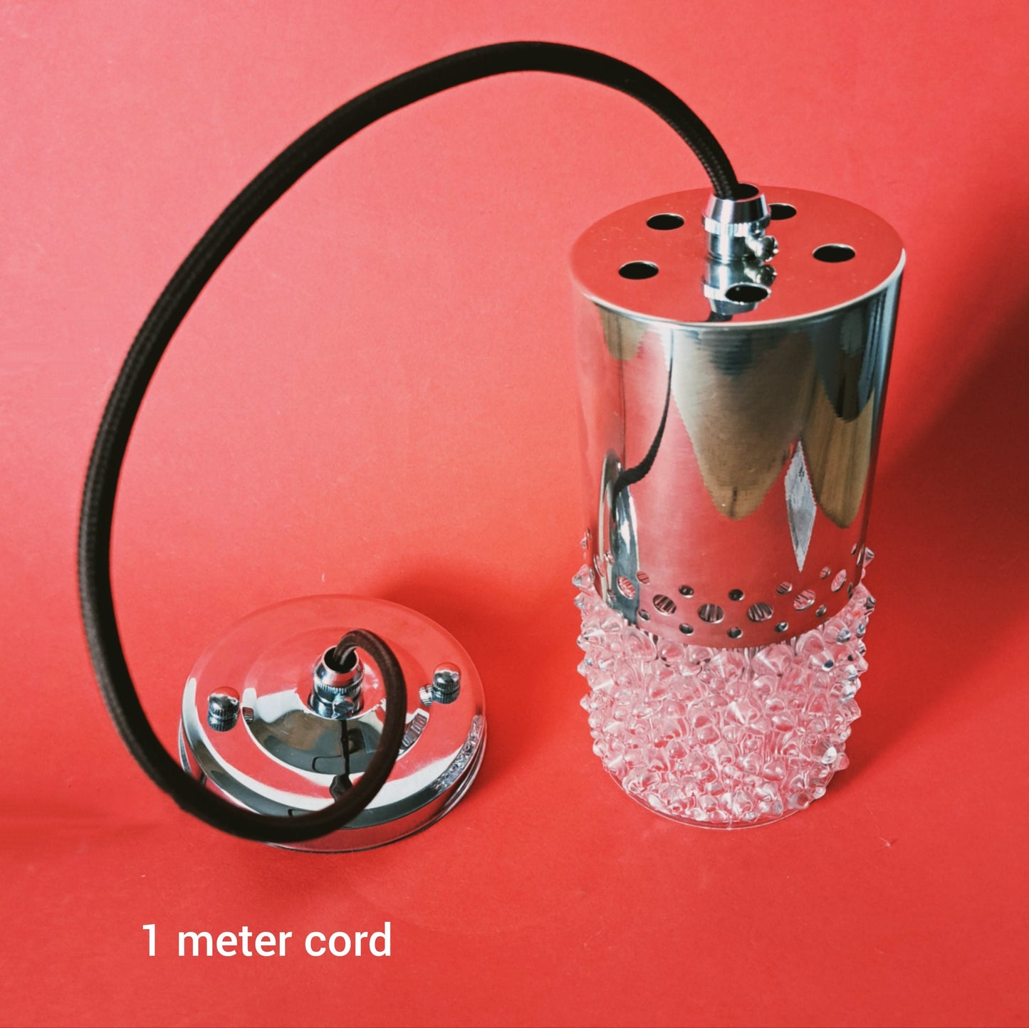 Mid Century Crystal Glass & Vintage Chrome Pendant Lights