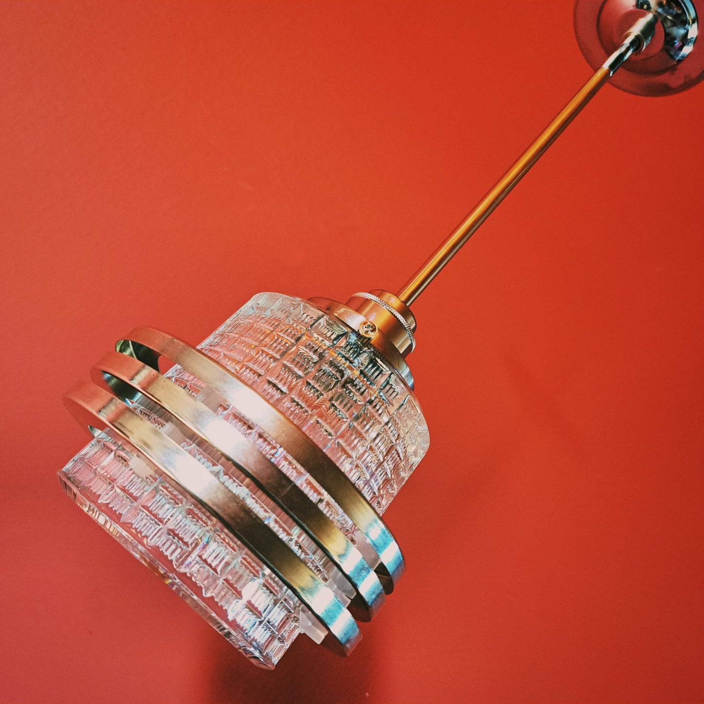 Mid Century Glass Chrome Space Age Pendant Lights MULTIPLES AVAILABLE