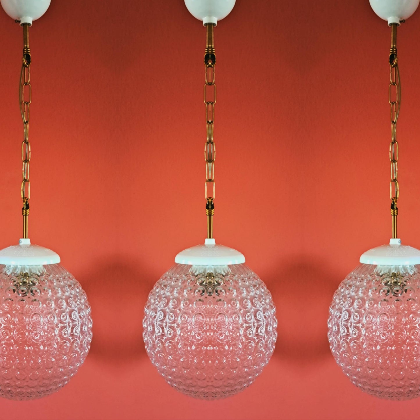3 x Mid Century Glass Globe Pendant Lights MULTIPLES AVAILABLE