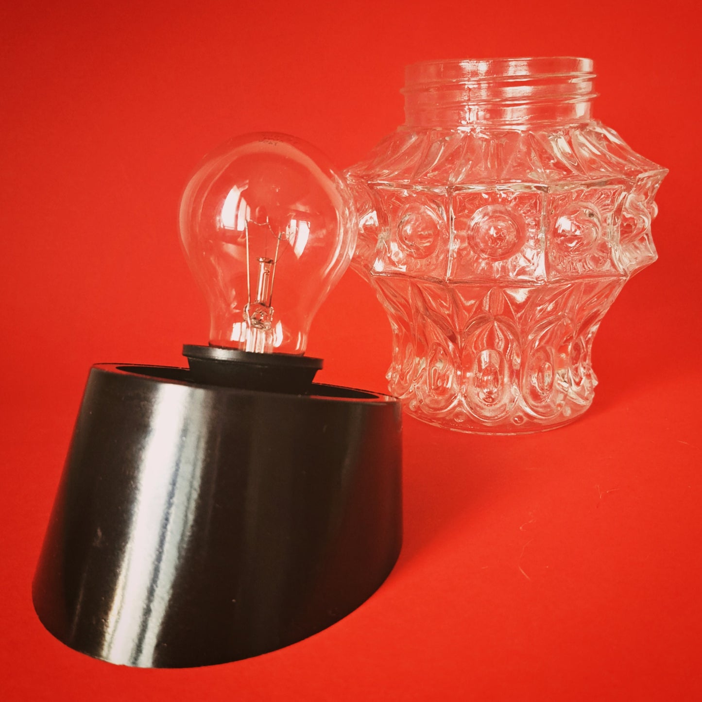 Mid Century Bakelite Crystal Glass Wall Sconce Light MULTIPLES AVAILABLE