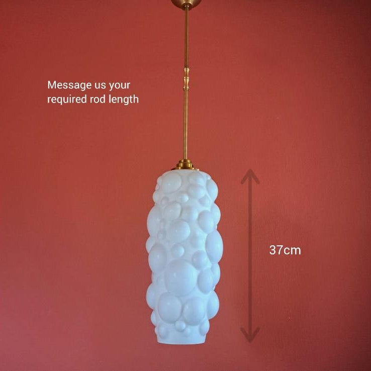 Vintage 1960's white opaline milk glass bubble pendant light
