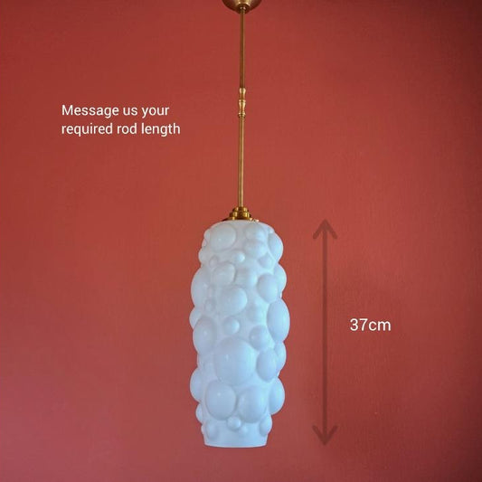 Vintage 1960's white opaline milk glass bubble pendant light