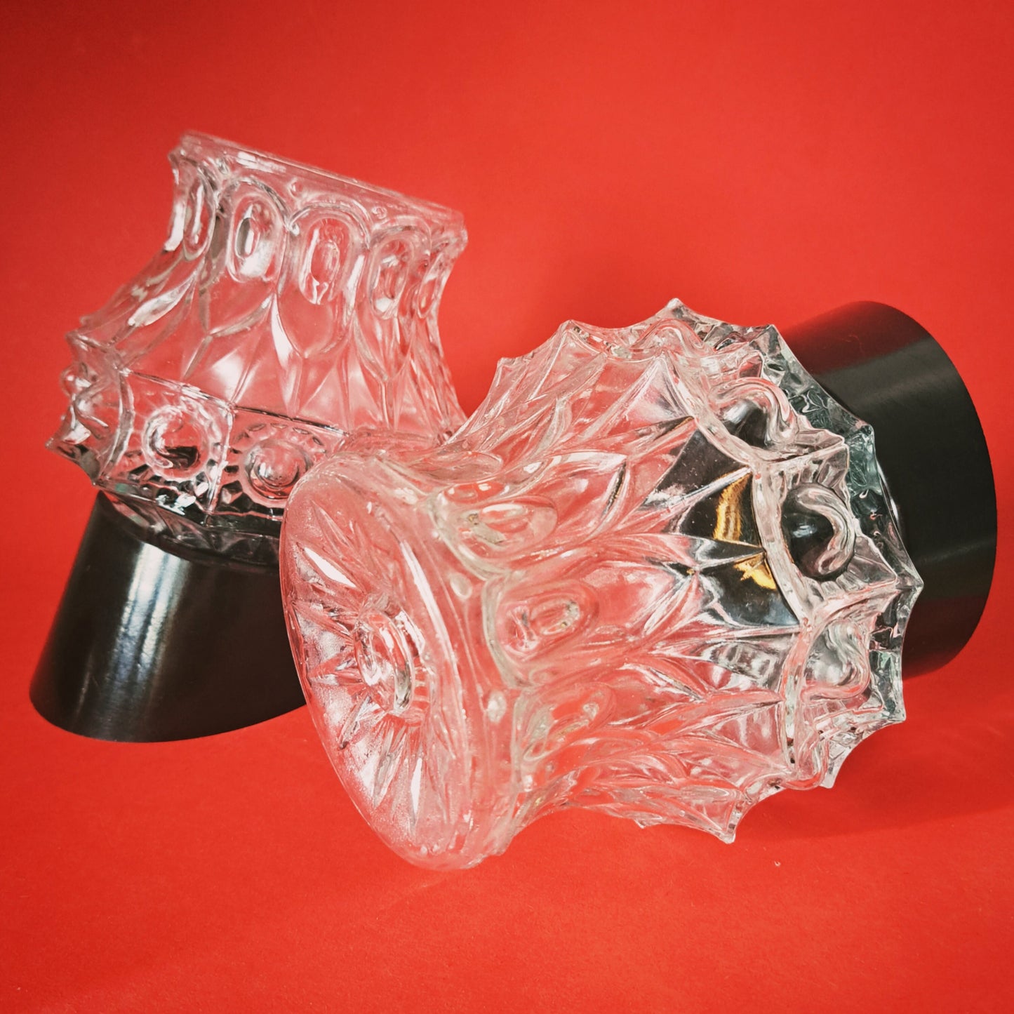 Mid Century Bakelite Crystal Glass Wall Sconce Light MULTIPLES AVAILABLE